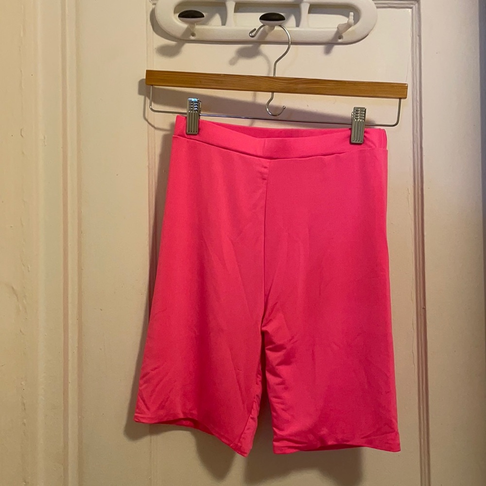NWOT High waisted biker shorts, size S, hot pink